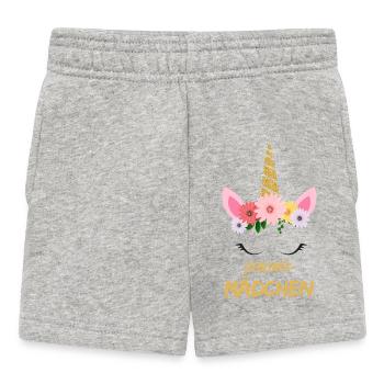 Favorite girl – Cute unicorn with flowers & gold - Baby Shorts - heather grey - Front