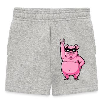Cool Pig Musician Guitarist Rock Festival - Baby Shorts - heather grey - Front