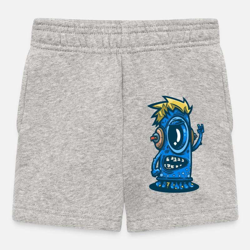 Monstre bleu avec casque - Short Bébé - gris chiné