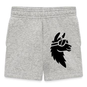 Llama with ski goggles - Baby Shorts - heather grey - Front