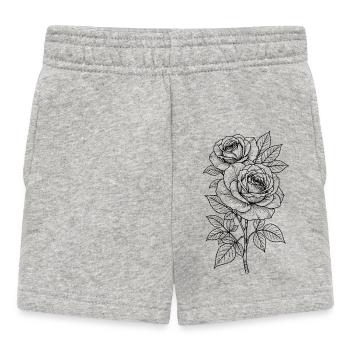 Rose Blume Line Art schwarz - Baby Shorts - Grau meliert - Vorne