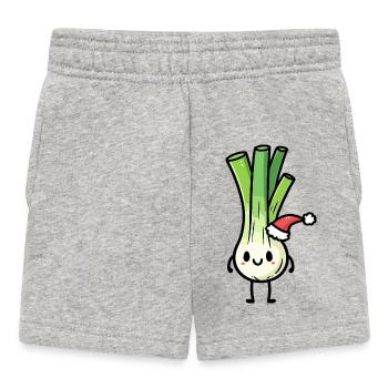 Kawaii leek with santa hat - Baby Shorts - heather grey - Front