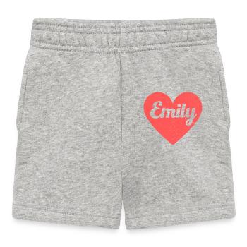 Emily Name Red Heart Love Fan Retro - Baby Shorts - heather grey - Front