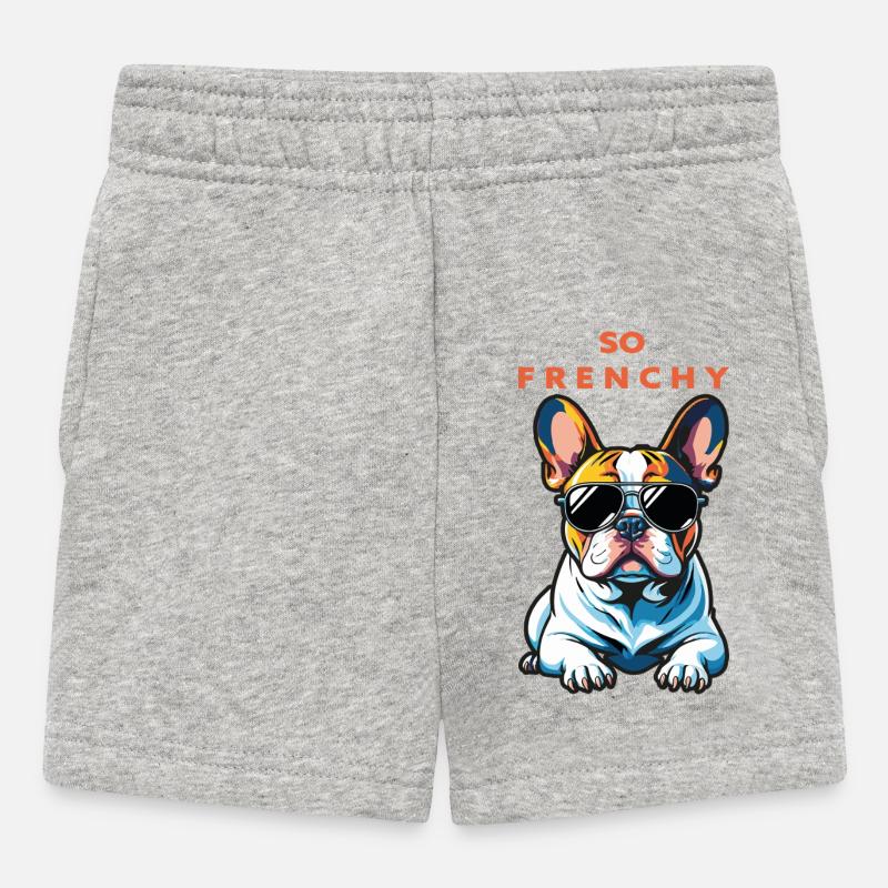 Bouledogue français Pop Chic Lunettes - Short Bébé - gris chiné
