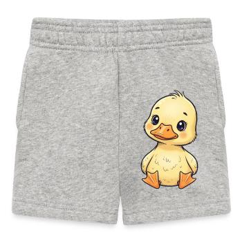 Süßes Küken-Cartoon auf Stoff - Baby Shorts - Grau meliert - Vorne