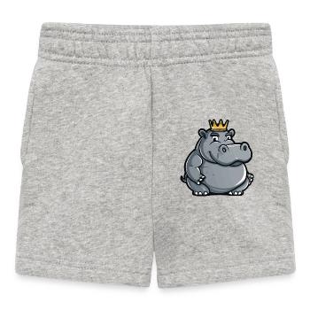 Hippopotame Cartoon Couronne - Short Bébé - gris chiné - Devant