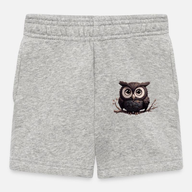 Eule Comic - Baby Shorts - Grau meliert