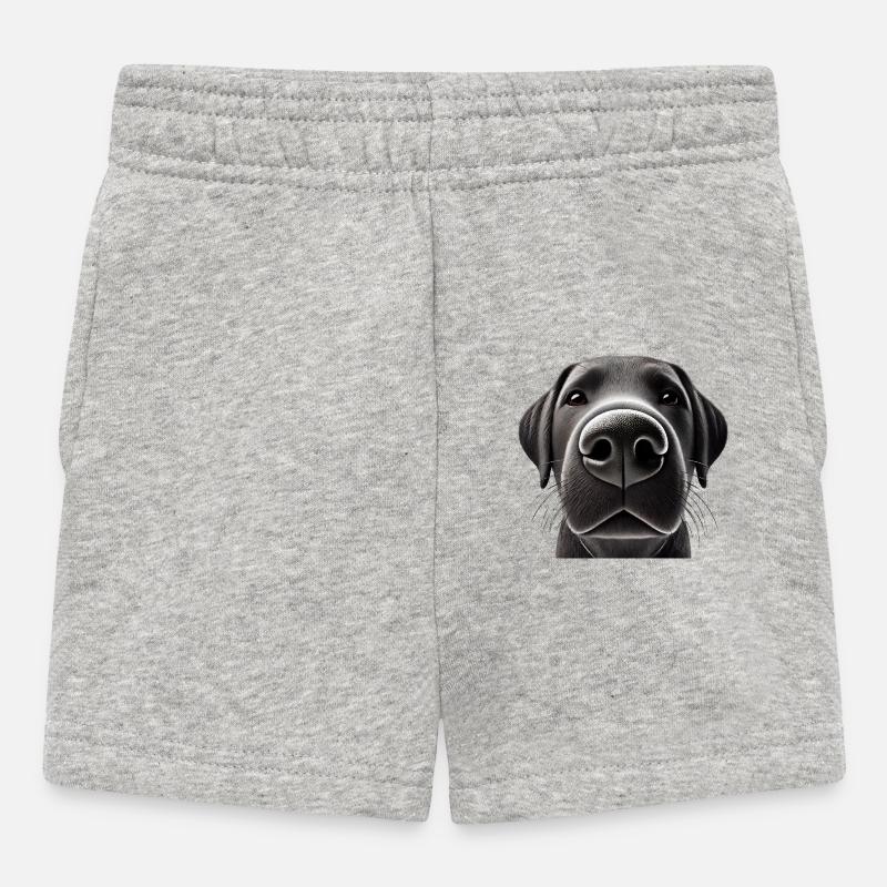 Tête de chien 7 noir - Short Bébé - gris chiné