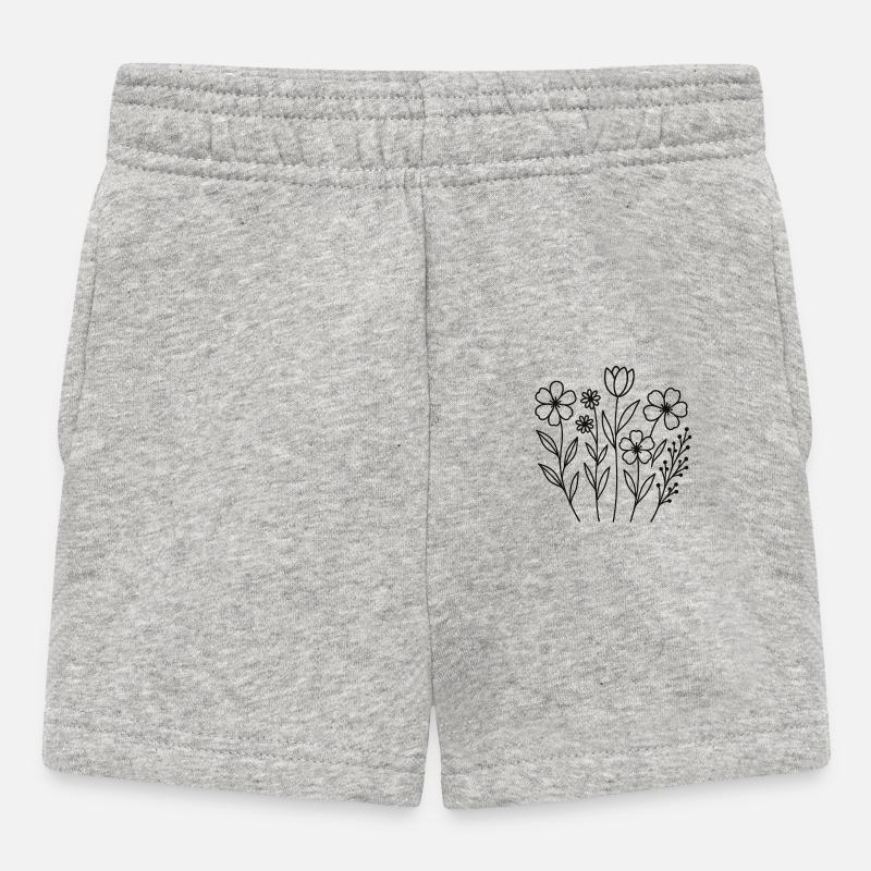 Graphique floral - Short Bébé - gris chiné