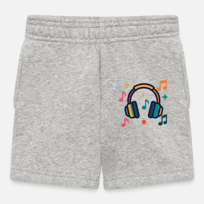 Casque et notes - Short Bébé - gris chiné