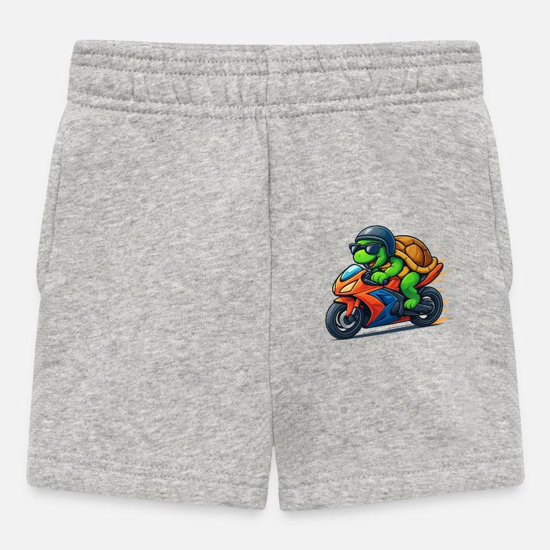 turtle biker - Short Bébé - gris chiné