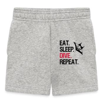 Eat Sleep Dive Repeat - Manta Ray - Vector Design - Baby Shorts - heather grey - Front