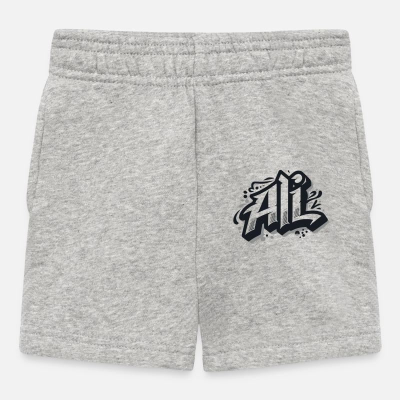 Ali Last name First name Graffiti - Baby Shorts - heather grey