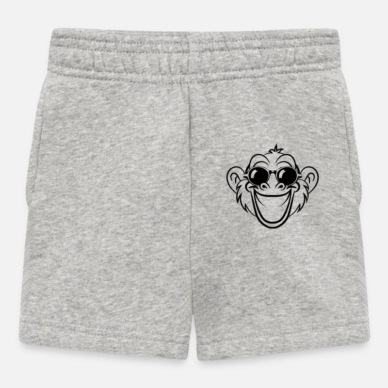 visage de rire de singe - Short Bébé - gris chiné