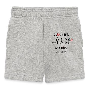 Glück ist, einen Onkel wie Dich zu haben! - Baby Shorts - Grau meliert - Vorne