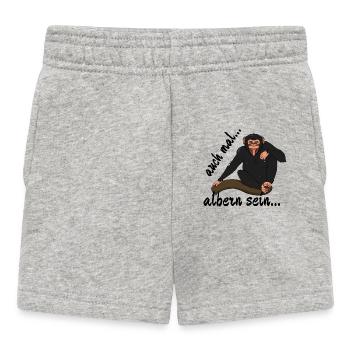 Schimpanse "auch mal albern sein..." - Baby Shorts - Grau meliert - Vorne
