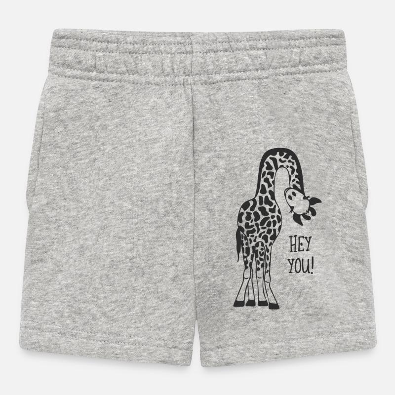Giraffe calling - Baby Shorts - heather grey