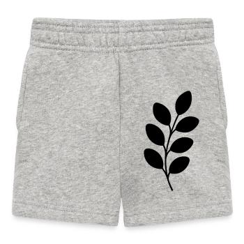 Black Silhouette Leaf Branch - Baby Shorts - heather grey - Front