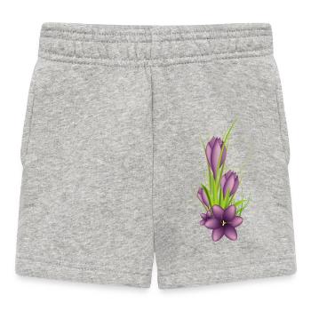 Des crocus violets délicats dans une illustration élégante - Short Bébé - gris chiné - Devant