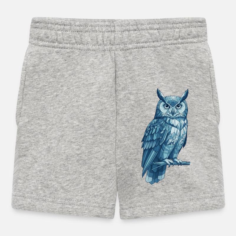 Geometrische Blaue Eule Design - Baby Shorts - Grau meliert