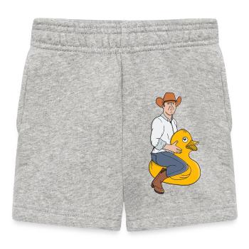 Cowboy Rider on Rubber Duck - Baby Shorts - heather grey - Front