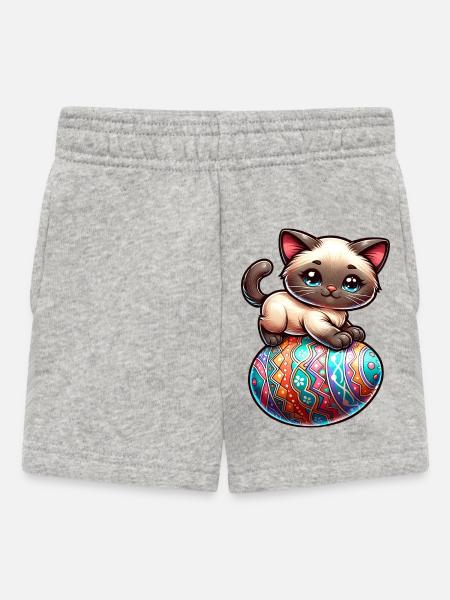 Siamkatze auf Osterei - Baby Shorts - Grau meliert