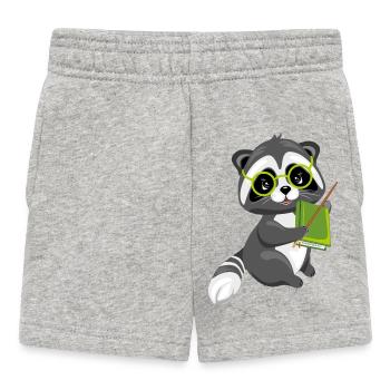 Cute smart raccoon with a book - Baby Shorts - heather grey - Front