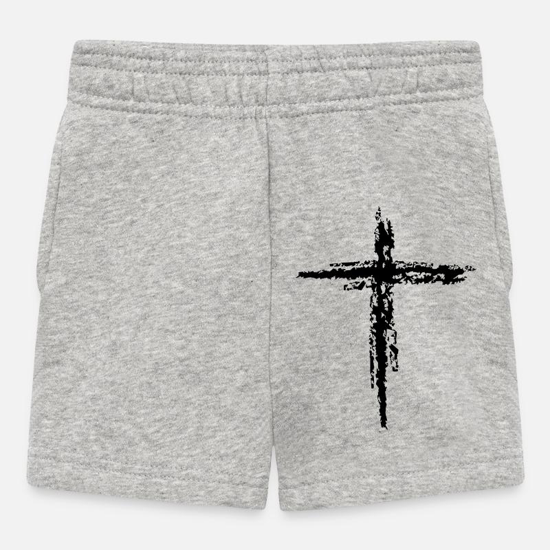cross - Baby Shorts - heather grey