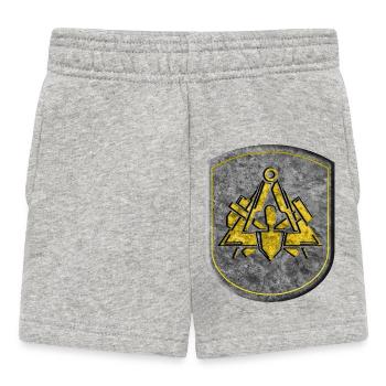 Guild sign bricklayer 3D stone look gold emblem - Baby Shorts - heather grey - Front