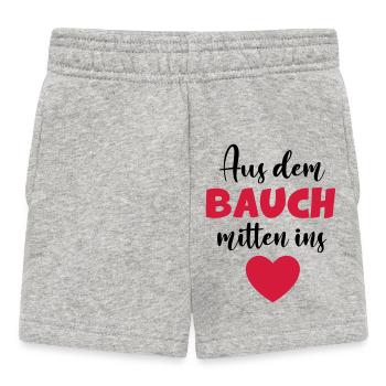Baby Bauch Herz Liebe Love Geburt - Baby Shorts - Grau meliert - Vorne