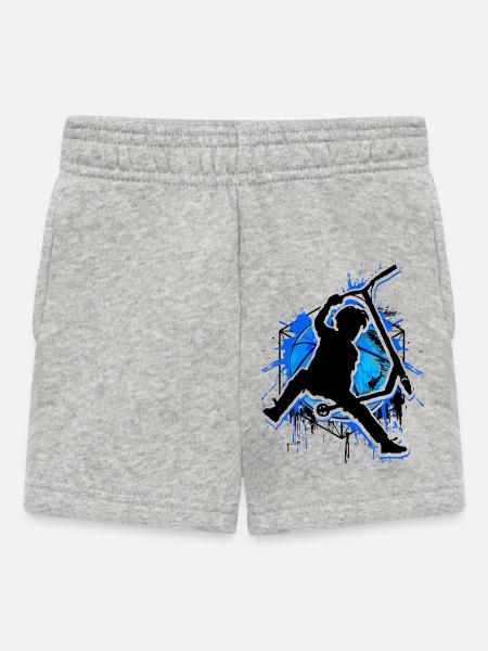 Scooter - Stuntscooter - Scooter - Scooter Blue - Baby Shorts - heather grey