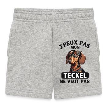 Chien doux de race TECKEL 1 - Short Bébé - gris chiné - Devant