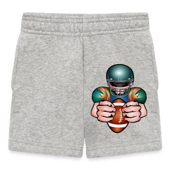Joueur de football avec casque de football et ballon de match - Short Bébé - gris chiné - Devant