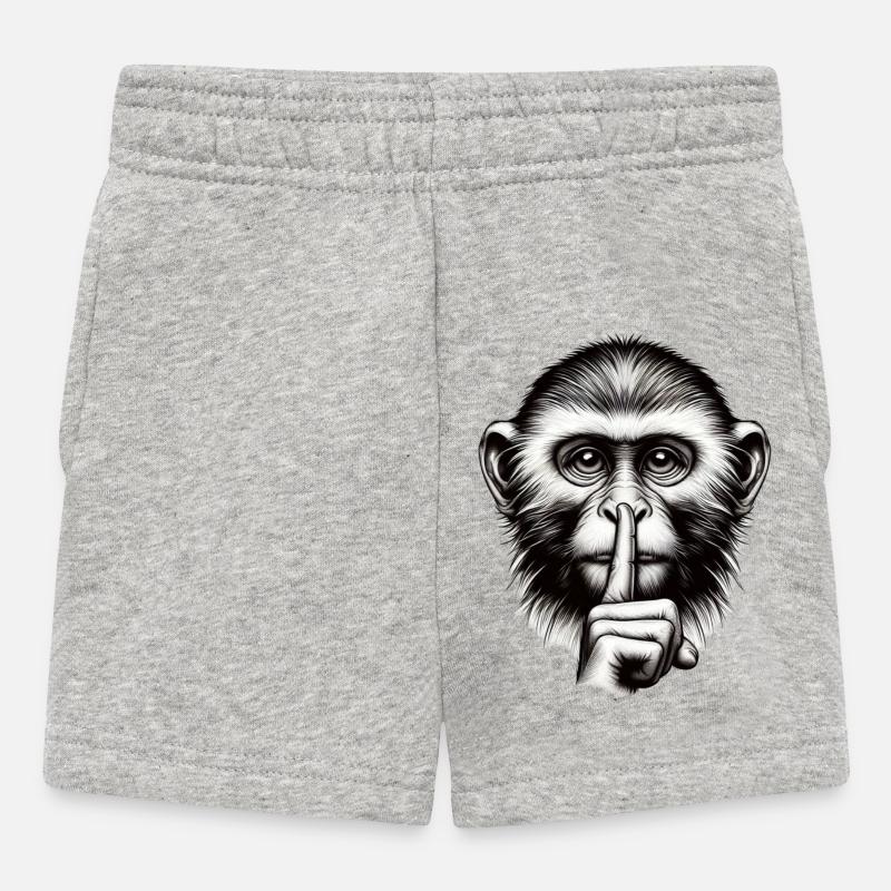 Schweigender Affe - Logo - Baby Shorts - Grau meliert