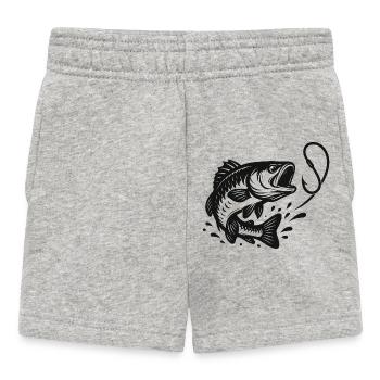 Bait Fish Jump Line Art Fishing Motif - Baby Shorts - heather grey - Front