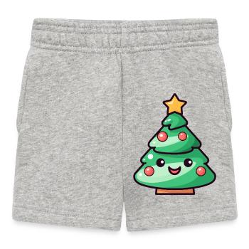 Conception de dessin animé d’arbre de Noël kawaii - Short Bébé - gris chiné - Devant
