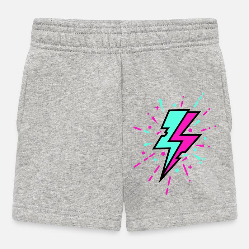 Style rétro coloré avec un éclair - Short Bébé - gris chiné