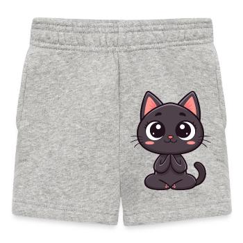 Cute black cat praying - Baby Shorts - heather grey - Front