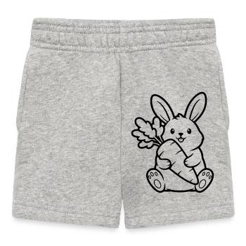 Bunny with carrot carrot coloring vector - Baby Shorts - heather grey - Front