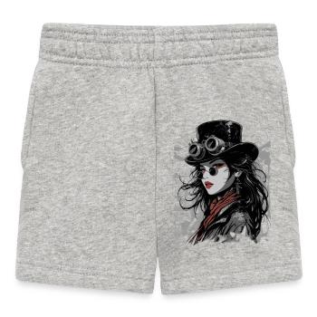 Steampunk Diva with Goggles - Baby Shorts - heather grey - Front