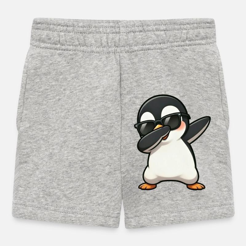 Dabbing Penguin - Baby Shorts - heather grey