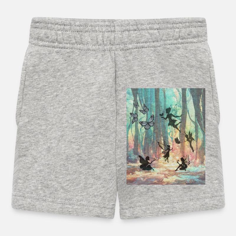 Regenbogenfeenwald - Baby Shorts - Grau meliert