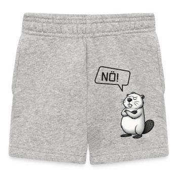 NÖ! Biber Motiv - Nein Sager Geschenkidee - Baby Shorts - Grau meliert - Vorne