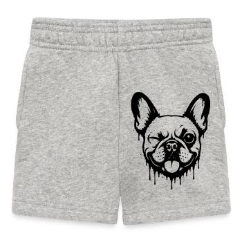Freche Bulldogge mit Zwinkerblick - Baby Shorts - Grau meliert - Vorne
