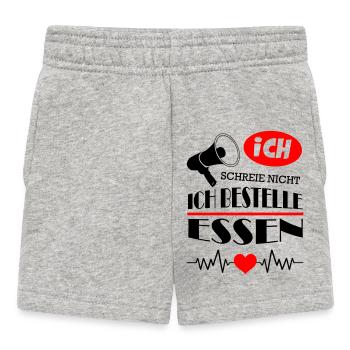 Ich schreie nicht Ich bestelle Essen Baby - Baby Shorts - Grau meliert - Vorne