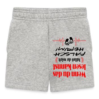 Falsch herum Baby Strampler Babysprüche - Baby Shorts - Grau meliert - Vorne