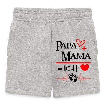 Papa Mama Ich Herz Füße Babysprüche - Baby Shorts - Grau meliert - Vorne