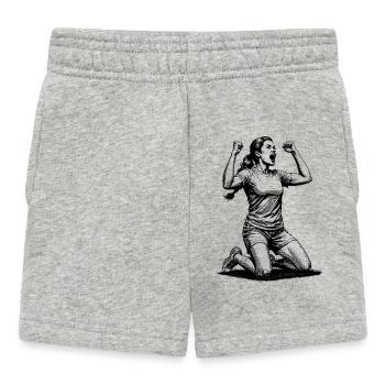 Tor sicheres Shirt! Fußballerin mit Ballgefühl! - Baby Shorts - Grau meliert - Vorne