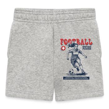 Schweizer Fußballspielerin Shirt: Technik im Spiel - Baby Shorts - Grau meliert - Vorne