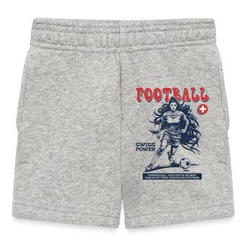 Schweizer Frauenfußball Shirt: Spielfreude pur - Baby Shorts - Grau meliert - Vorne